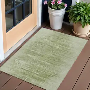 Photo of Artichoke Green And Fern Green Abstract Washable Indoor Outdoor Area Rug