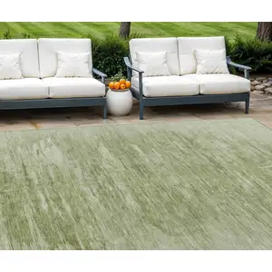 Photo of Artichoke Green And Fern Green Abstract Washable Indoor Outdoor Area Rug