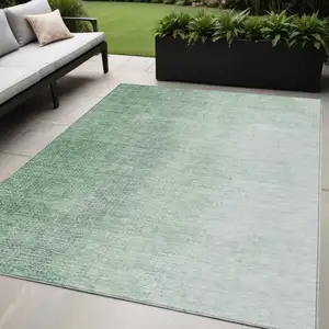 Photo of Artichoke Green And Fern Green Abstract Washable Indoor Outdoor Area Rug