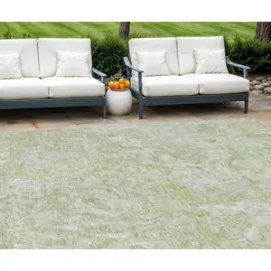 Photo of Artichoke Green And Fern Green Abstract Washable Indoor Outdoor Area Rug