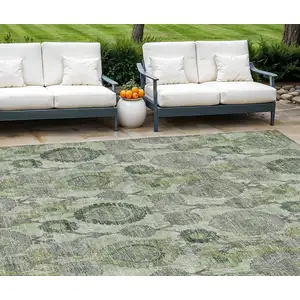 Photo of Artichoke Green And Fern Green Damask Washable Indoor Outdoor Area Rug