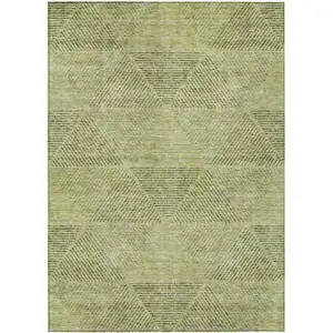 Photo of Artichoke Green And Fern Green Geometric Washable Indoor Outdoor Area Rug