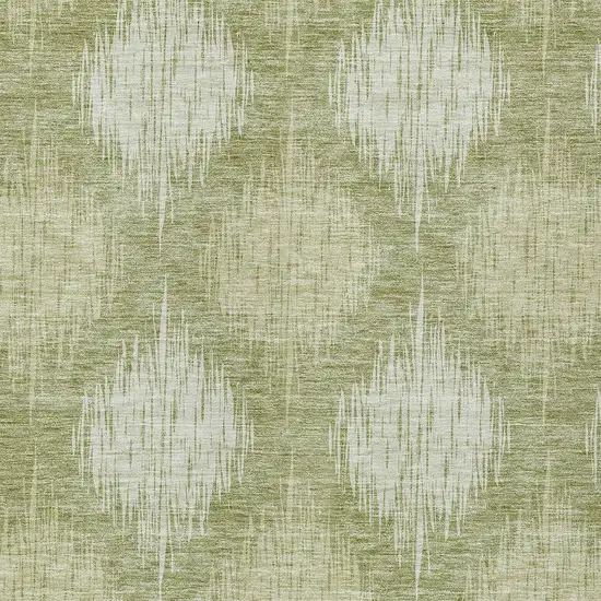 Artichoke Green And Fern Green Ikat Washable Indoor Outdoor Area Rug Photo 6