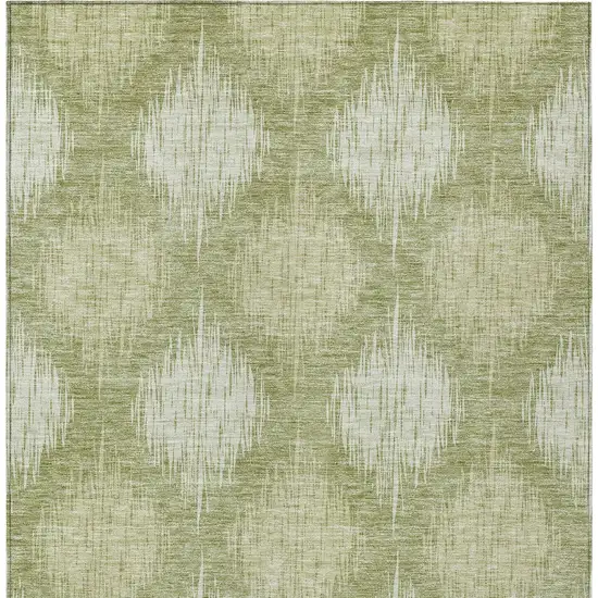 Artichoke Green And Fern Green Ikat Washable Indoor Outdoor Area Rug Photo 7