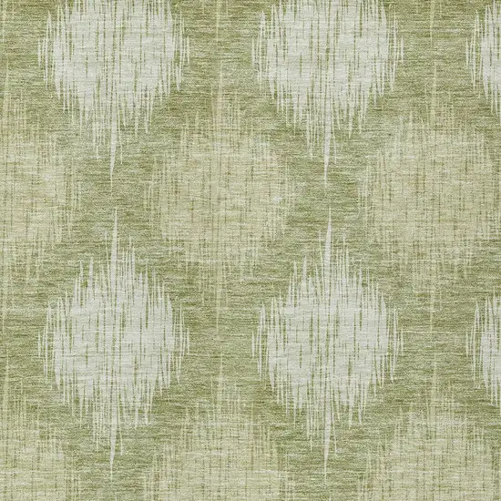 Artichoke Green And Fern Green Ikat Washable Indoor Outdoor Area Rug Photo 6