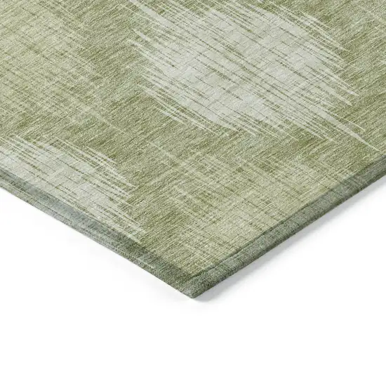 Artichoke Green And Fern Green Ikat Washable Indoor Outdoor Area Rug Photo 5