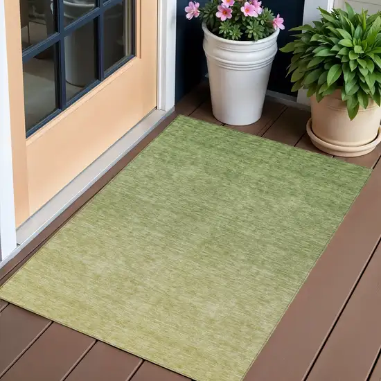 Artichoke Green And Fern Green Ombre Washable Indoor Outdoor Area Rug Photo 1