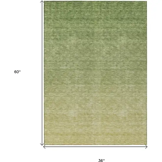 Artichoke Green And Fern Green Ombre Washable Indoor Outdoor Area Rug Photo 3