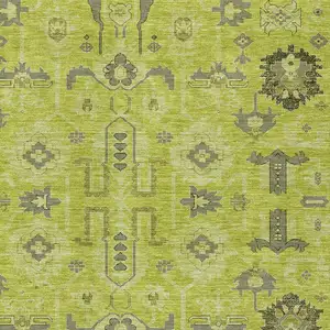 Photo of Artichoke Green And Fern Green Oriental Washable Indoor Outdoor Area Rug