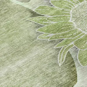 Photo of Artichoke Green And Gray Floral Washable Indoor Outdoor Area Rug