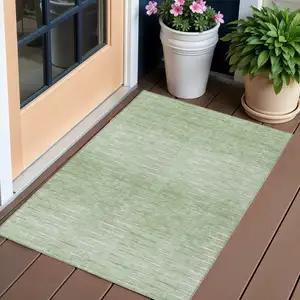 Photo of Artichoke Green And Green Abstract Washable Indoor Outdoor Area Rug