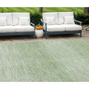 Photo of Artichoke Green And Green Abstract Washable Indoor Outdoor Area Rug