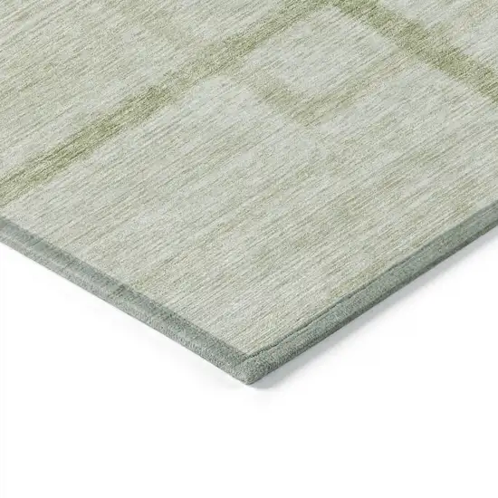 Artichoke Green And Green Geometric Washable Indoor Outdoor Area Rug Photo 5