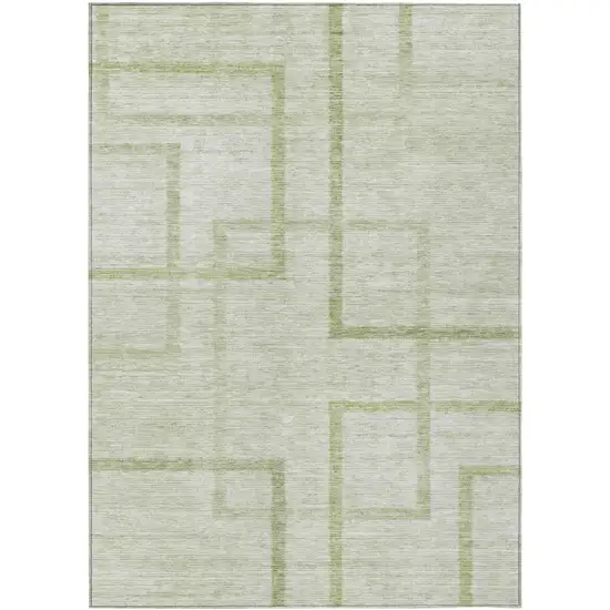 Artichoke Green And Green Geometric Washable Indoor Outdoor Area Rug Photo 2