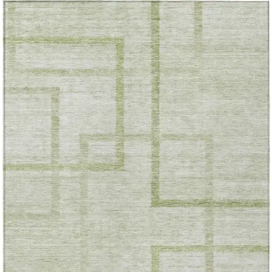 Artichoke Green And Green Geometric Washable Indoor Outdoor Area Rug Photo 6