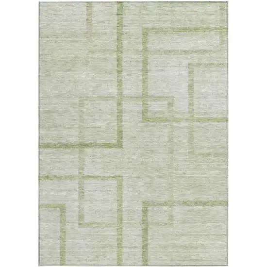 Artichoke Green And Green Geometric Washable Indoor Outdoor Area Rug Photo 7