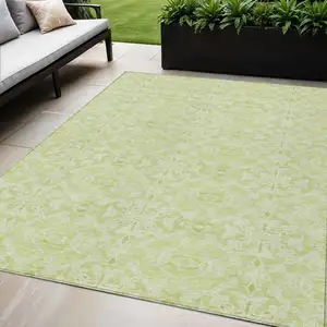 Photo of Artichoke Green And Green Medallion Washable Indoor Outdoor Area Rug