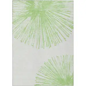 Photo of Artichoke Green And Ivory Abstract Washable Indoor Outdoor Area Rug