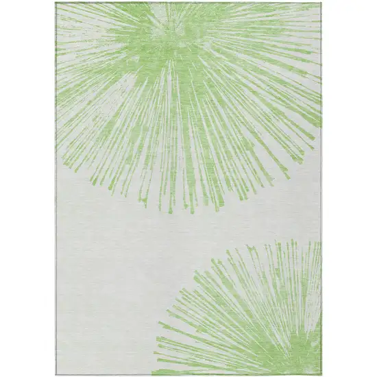 Artichoke Green And Ivory Abstract Washable Indoor Outdoor Area Rug Photo 1