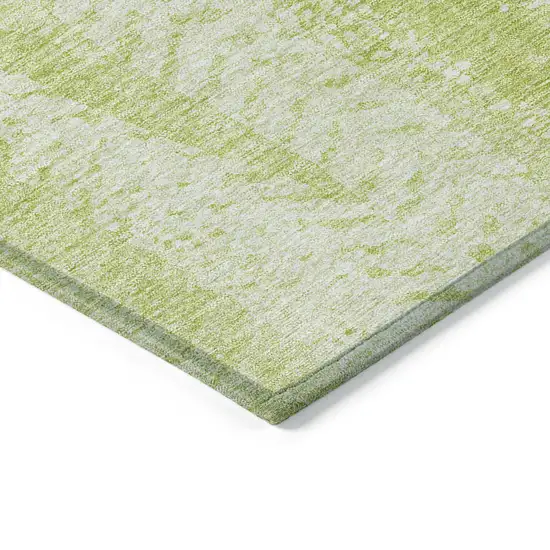 Artichoke Green And Ivory Botanical Leaves Washable Indoor Outdoor Area Rug Photo 4