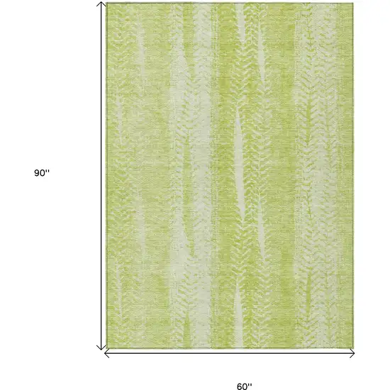 Artichoke Green And Ivory Botanical Leaves Washable Indoor Outdoor Area Rug Photo 3