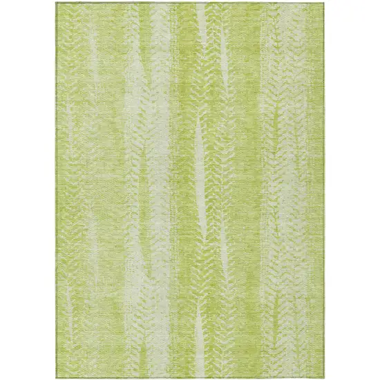 Artichoke Green And Ivory Botanical Leaves Washable Indoor Outdoor Area Rug Photo 2