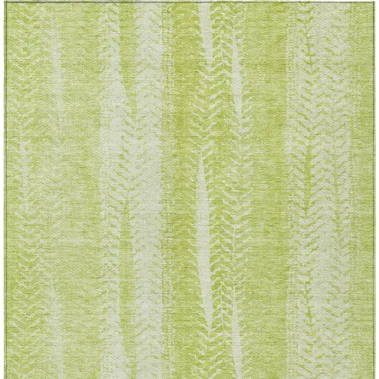 Artichoke Green And Ivory Botanical Leaves Washable Indoor Outdoor Area Rug Photo 5