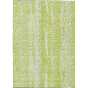 Photo of Artichoke Green And Ivory Botanical Leaves Washable Indoor Outdoor Area Rug