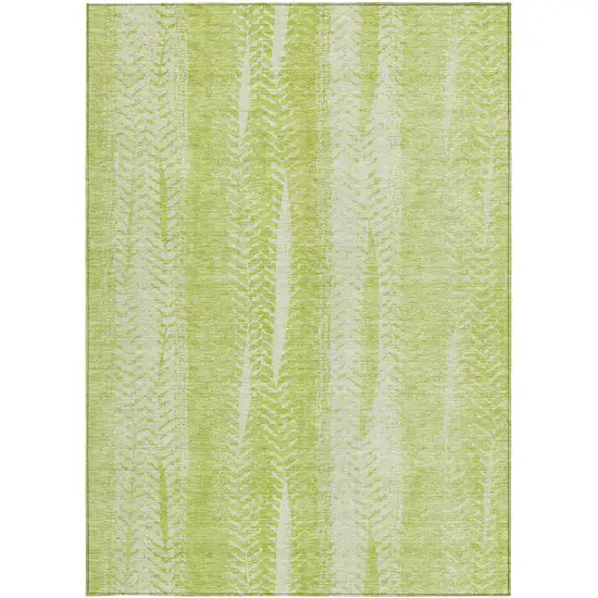 Artichoke Green And Ivory Botanical Leaves Washable Indoor Outdoor Area Rug Photo 6