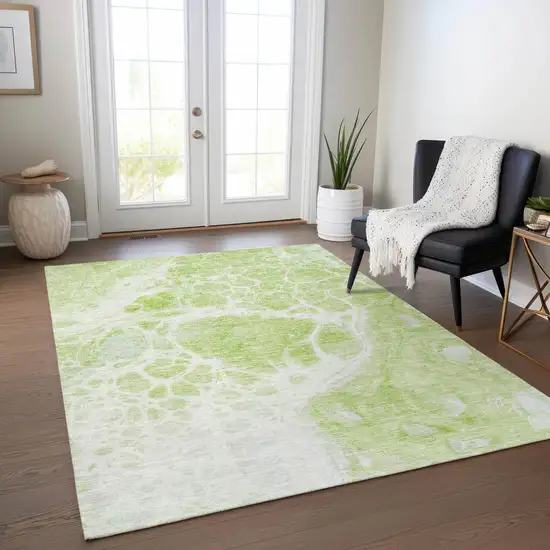 Artichoke Green And Ivory Nautical Washable Indoor Outdoor Area Rug Photo 9