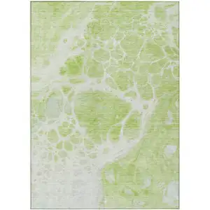 Photo of Artichoke Green And Ivory Nautical Washable Indoor Outdoor Area Rug