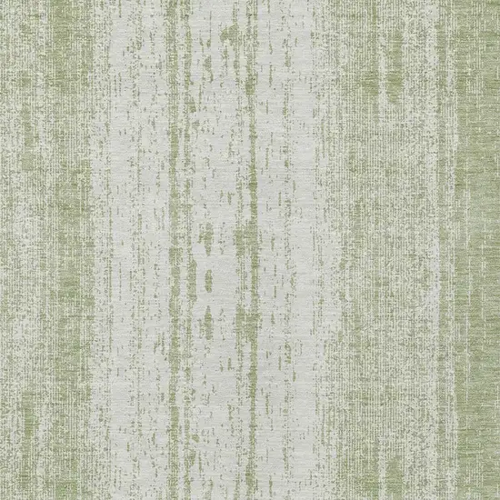 Artichoke Green And Ivory Striped Washable Indoor Outdoor Area Rug Photo 6