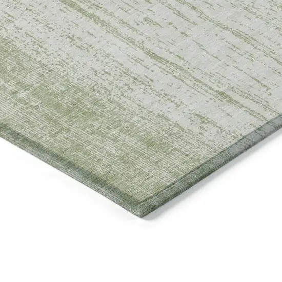 Artichoke Green And Ivory Striped Washable Indoor Outdoor Area Rug Photo 5