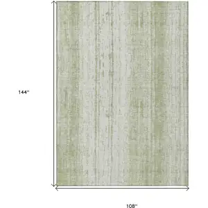 Photo of Artichoke Green And Ivory Striped Washable Indoor Outdoor Area Rug