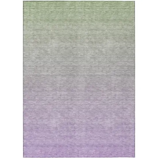 Artichoke Green And Lavender Ombre Washable Indoor Outdoor Area Rug Photo 2