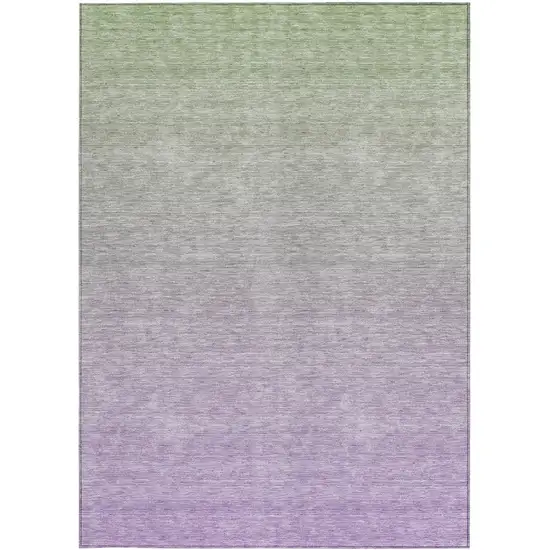 Artichoke Green And Lavender Ombre Washable Indoor Outdoor Area Rug Photo 6