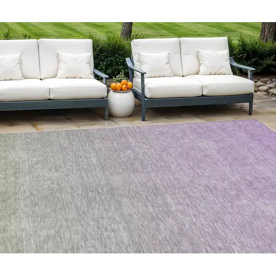 Artichoke Green And Lavender Ombre Washable Indoor Outdoor Area Rug Photo 1