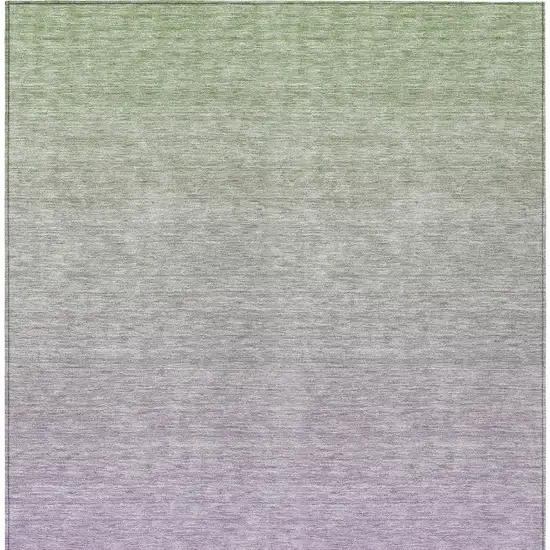 Artichoke Green And Lavender Ombre Washable Indoor Outdoor Area Rug Photo 7