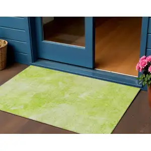 Photo of Artichoke Green And Lime Green Nautical Washable Indoor Outdoor Area Rug