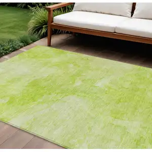 Photo of Artichoke Green And Lime Green Nautical Washable Indoor Outdoor Area Rug