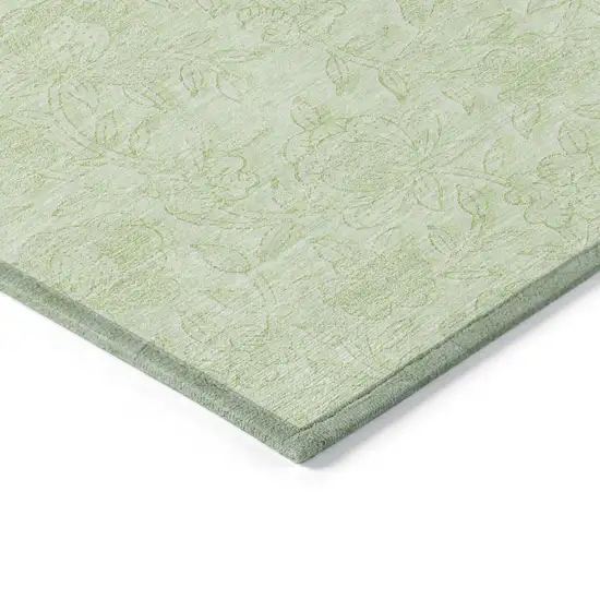 Artichoke Green And Mint Green Floral Washable Indoor Outdoor Area Rug Photo 5