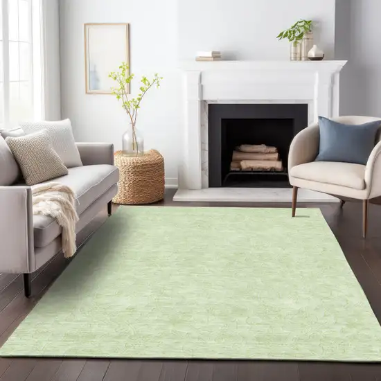 Artichoke Green And Mint Green Floral Washable Indoor Outdoor Area Rug Photo 8