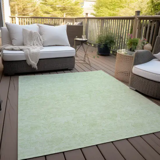 Artichoke Green And Mint Green Floral Washable Indoor Outdoor Area Rug Photo 7