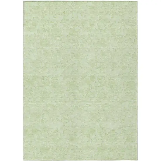 Artichoke Green And Mint Green Floral Washable Indoor Outdoor Area Rug Photo 2