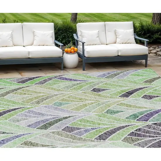 Artichoke Green And Mint Green Geometric Washable Indoor Outdoor Area Rug Photo 1