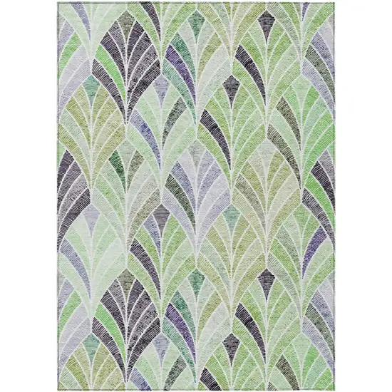 Artichoke Green And Mint Green Geometric Washable Indoor Outdoor Area Rug Photo 2