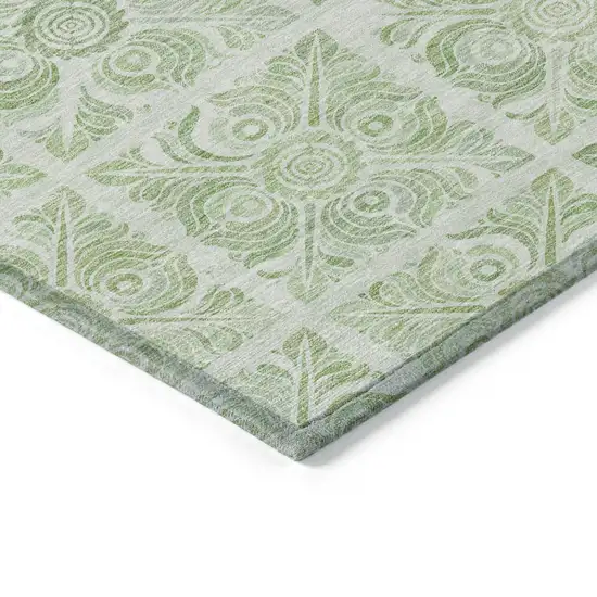 Artichoke Green And Mint Green Medallion Washable Indoor Outdoor Area Rug Photo 5