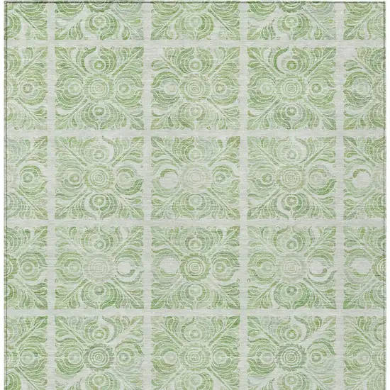 Artichoke Green And Mint Green Medallion Washable Indoor Outdoor Area Rug Photo 7