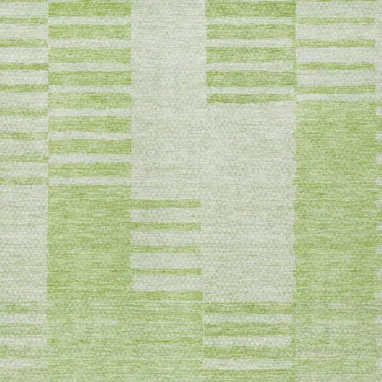 Artichoke Green And Mint Green Striped Washable Indoor Outdoor Area Rug Photo 5