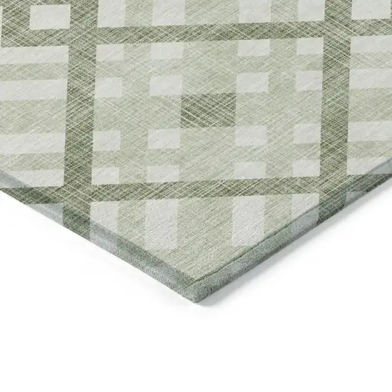 Artichoke Green And Olive Green Geometric Washable Indoor Outdoor Area Rug Photo 4